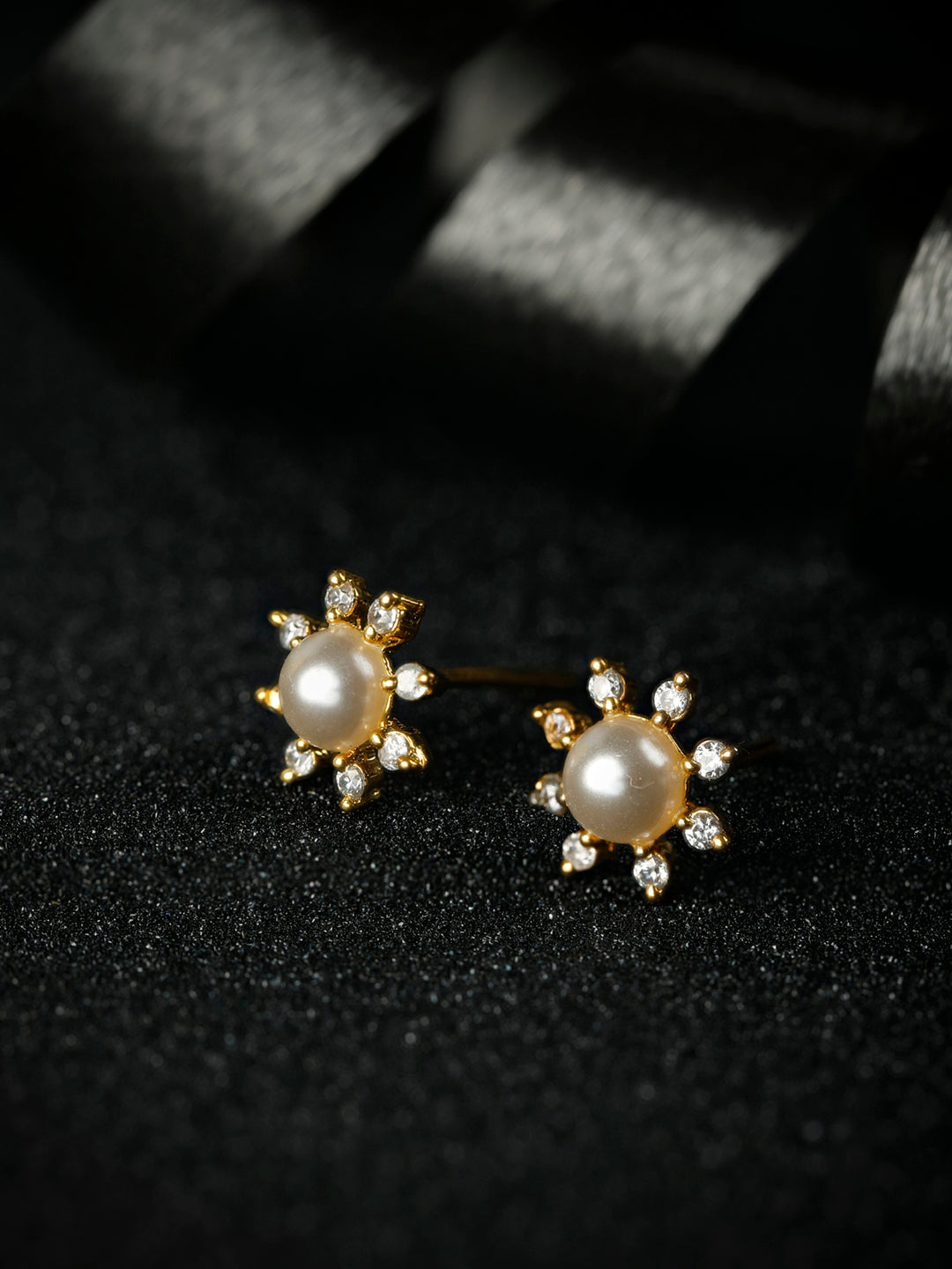 Sterling Silver Fresh Water Floral Pearl Gold Plated Studs