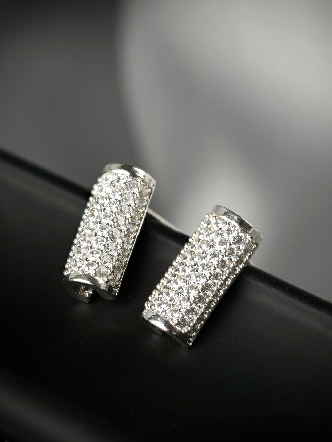 American Diamond Silver Earrings | Rose Gold Indian Earrings – Indian  Designs