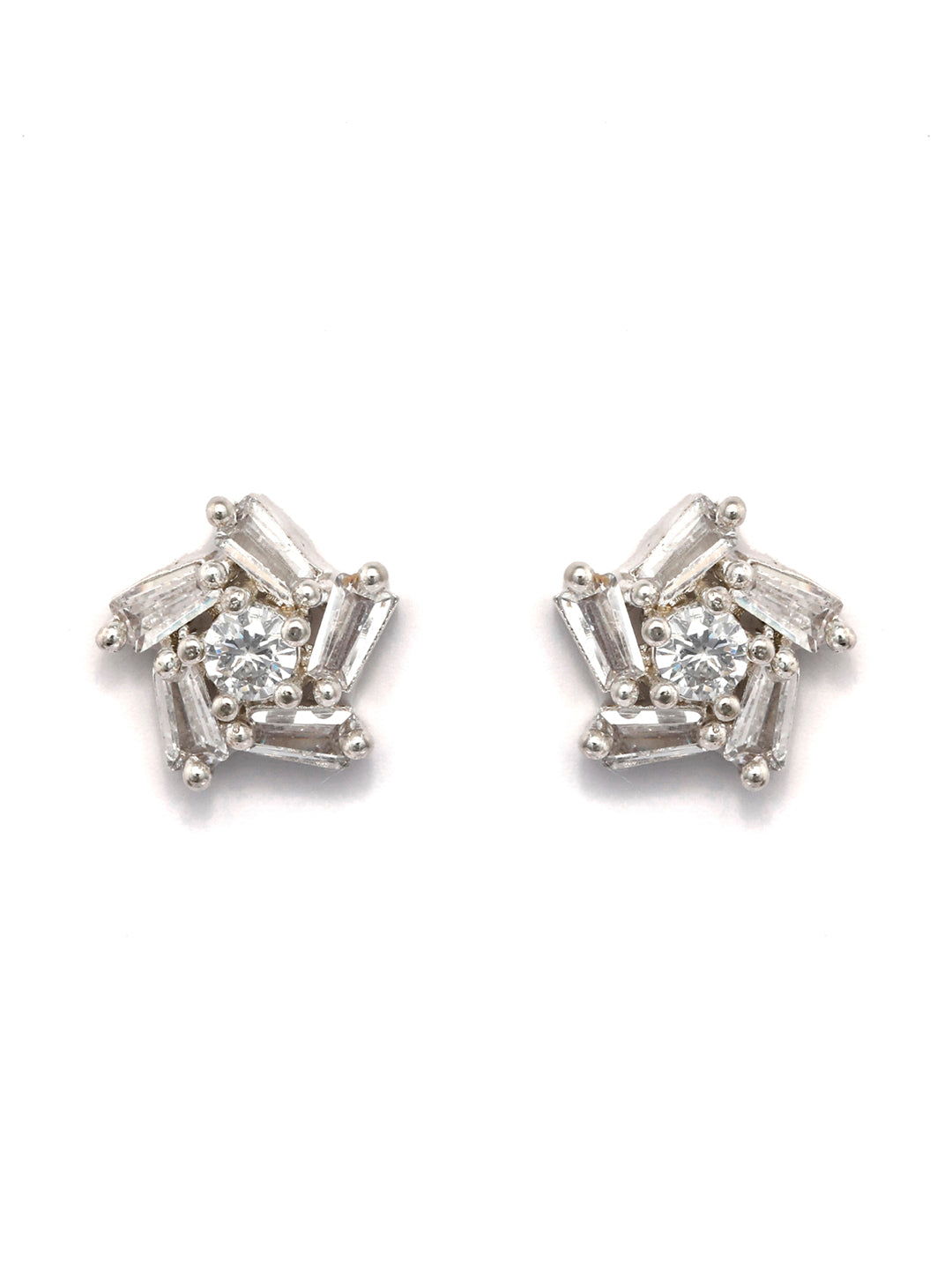 Sterling Silver American Diamond Dainty Flower Studs