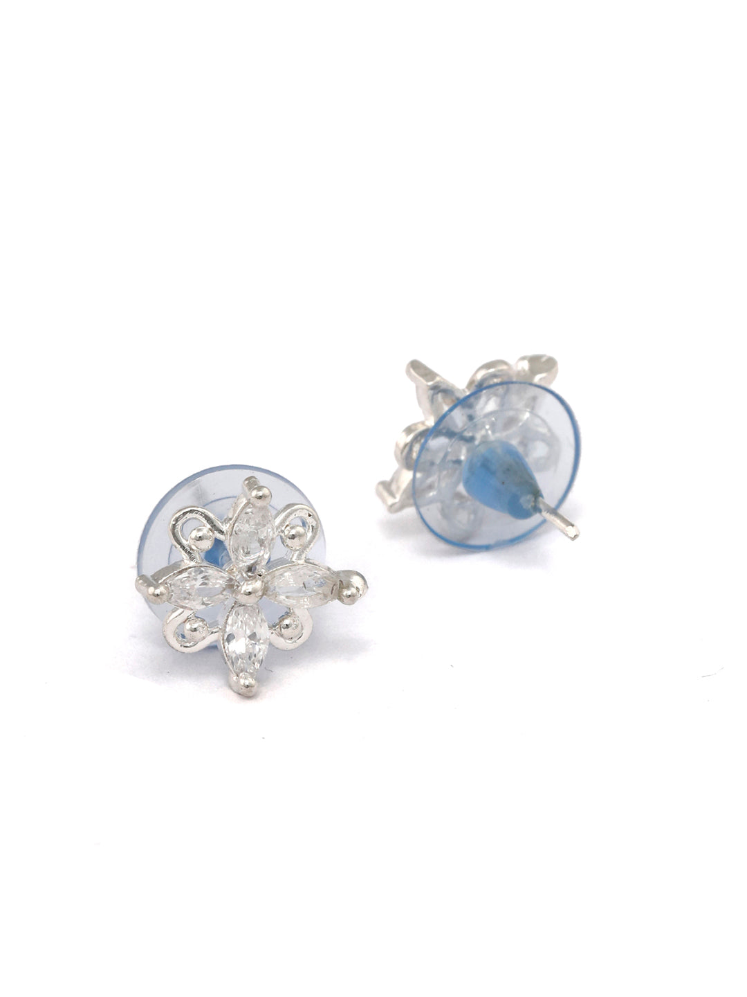 Sterling Silver American Diamond Blooming Flower Studs