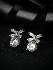 Bow Bright-Cubic Zirconia Sterling Silver Plated Studs