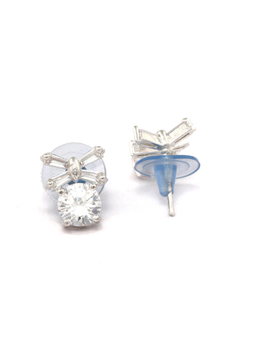 Bow Bright-Cubic Zirconia Sterling Silver Plated Studs