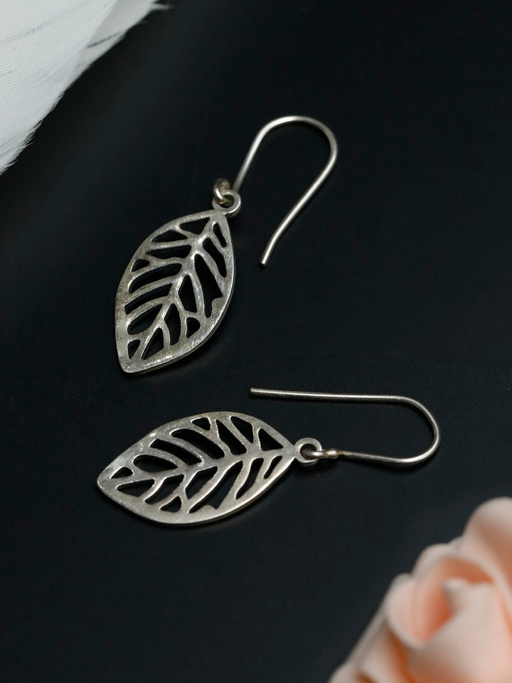 Sterling Silver Single Leaf Earrings