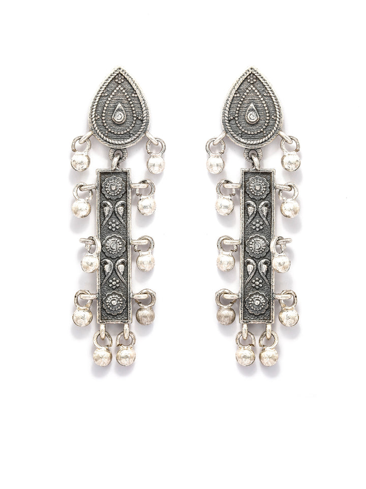 Oxidised Silver Vintage Boho Drop Earrings