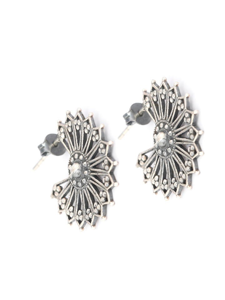 Oxidised Silver Mandala Earrings