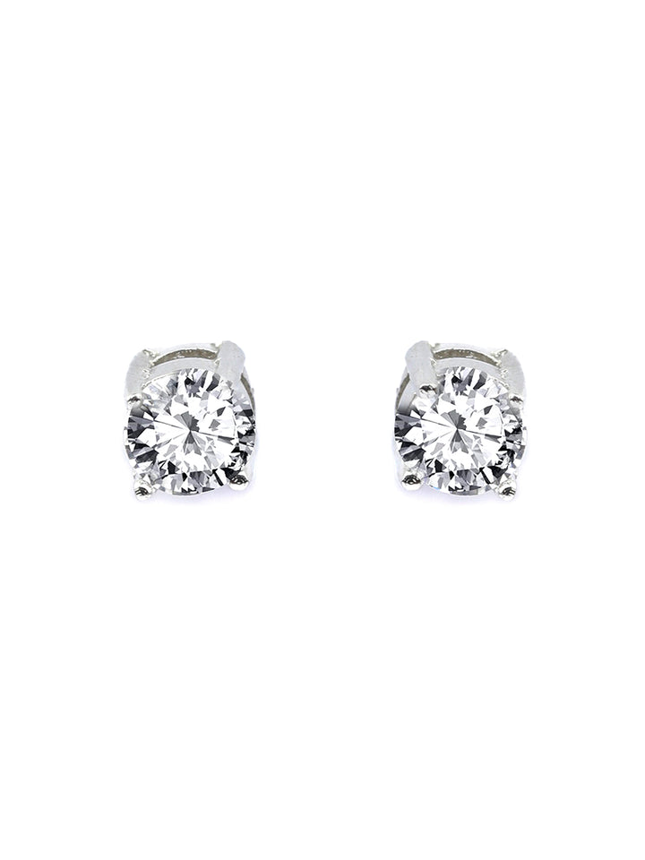 Classic Round Solitaire Sterling Silver Studs