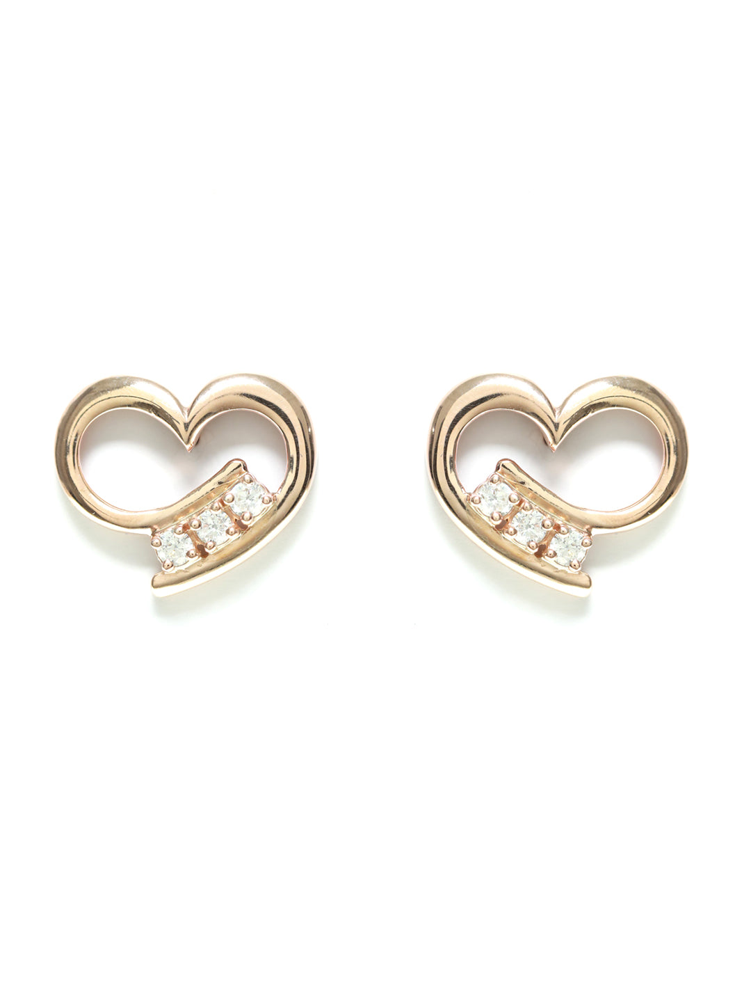 Rose Gold Curled Heart Sterling Silver Studs