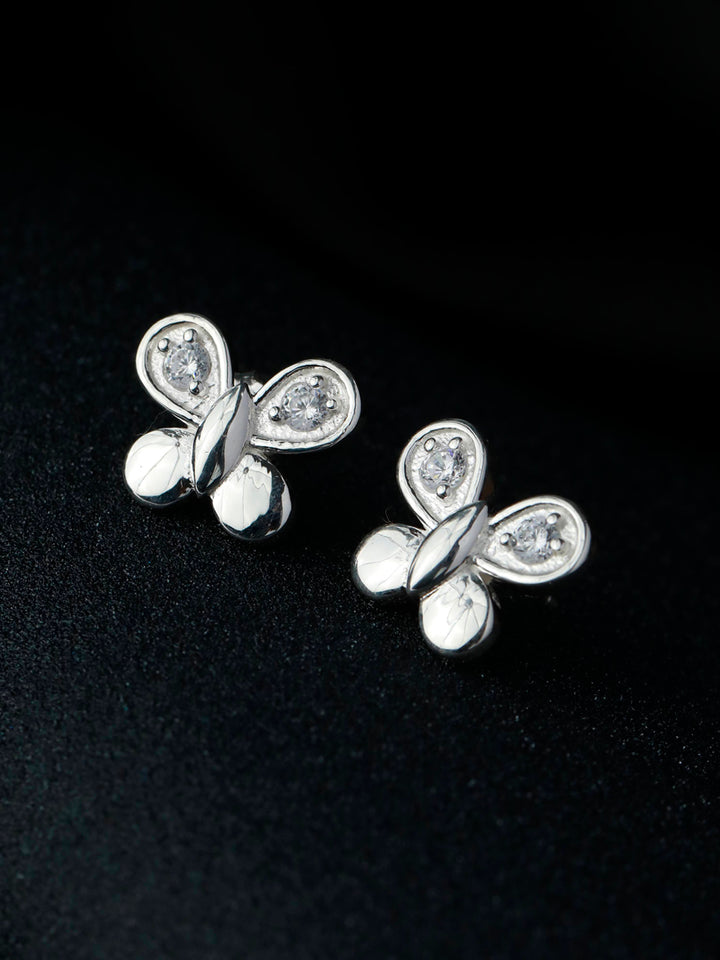 Sterling Silver Sparkling Butterfly Studs