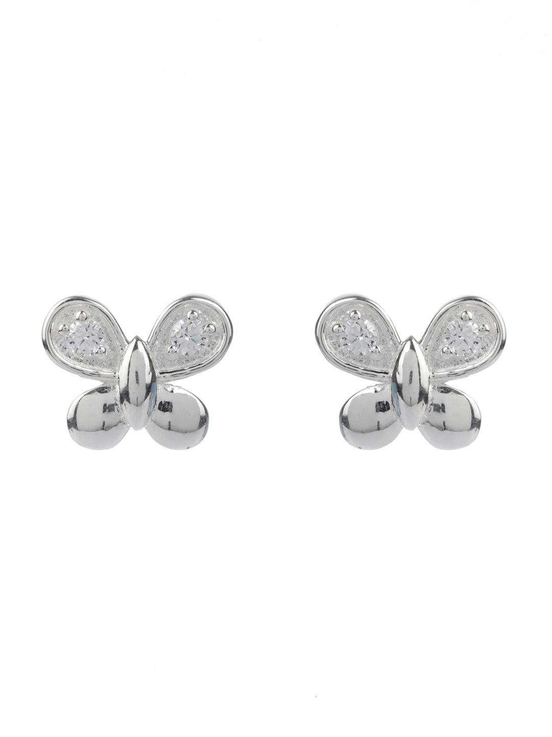 Sterling Silver Sparkling Butterfly Studs
