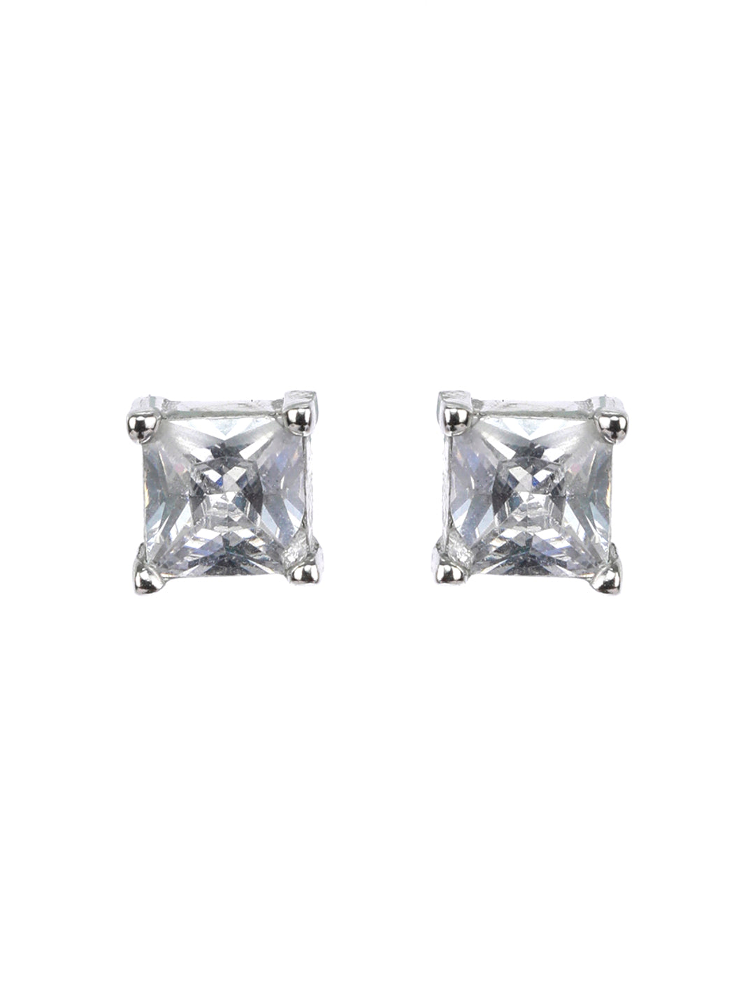 Diamond Pavé Square Stud Earrings in White Gold | Borsheims