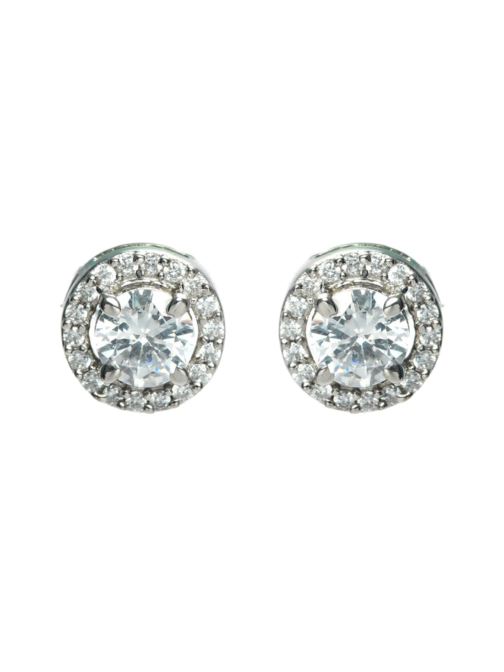 Silver Solitaire Stud Earrings