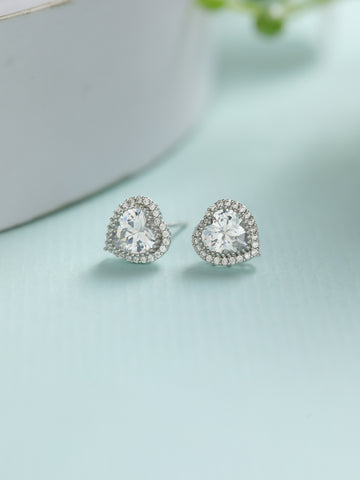 Sheer by Priyaasi Heart American Diamond Sterling Silver Earrings