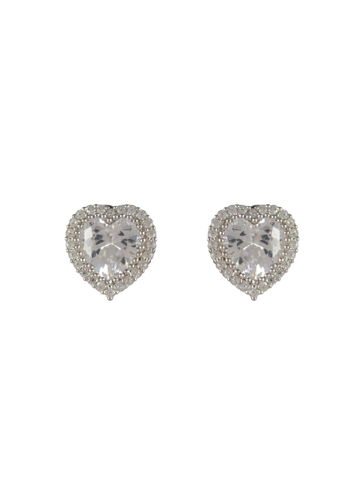 Sheer by Priyaasi Heart American Diamond Sterling Silver Earrings