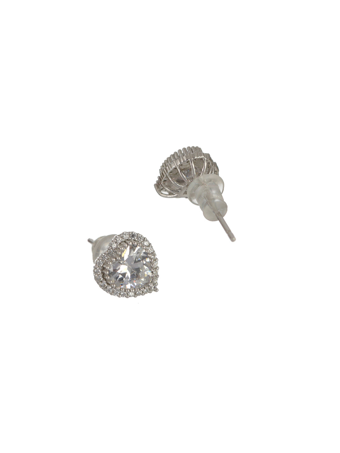 Sheer by Priyaasi Heart American Diamond Sterling Silver Earrings