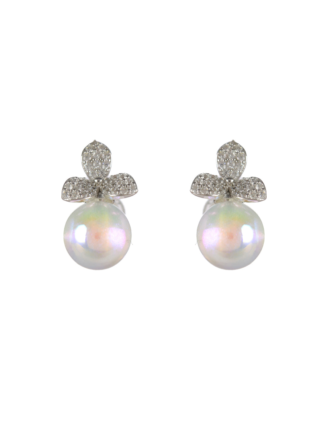 Sheer by Priyaasi Pearl American Diamond Sterling Silver Earrings