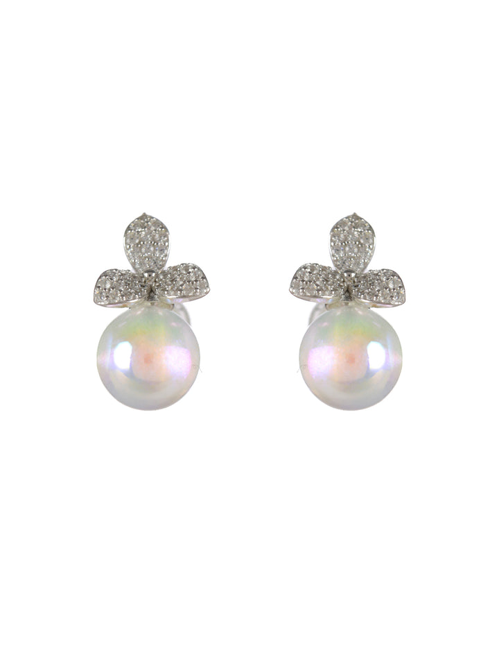 Sheer by Priyaasi Pearl American Diamond Sterling Silver Earrings