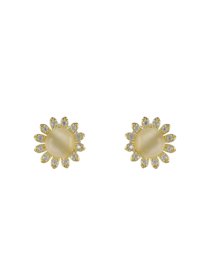 Sheer by Priyaasi Studded Floral Gold-Plated Sterling Silver Earrings