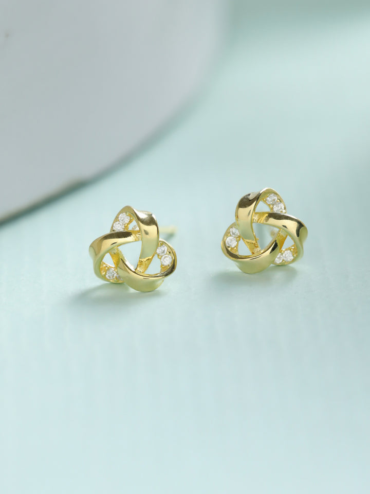 Sheer by Priyaasi Knot American Diamond Gold-Plated Sterling Silver Earrings