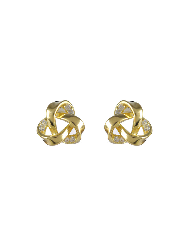 Sheer by Priyaasi Knot American Diamond Gold-Plated Sterling Silver Earrings