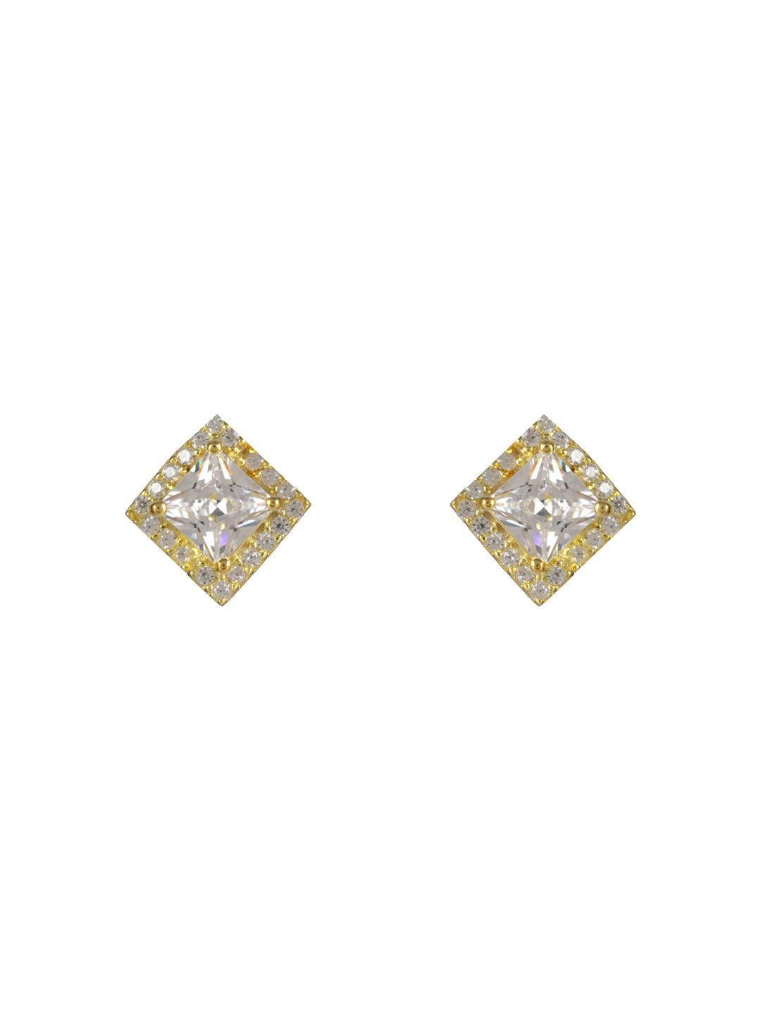 Sheer by Priyaasi Square Solitaire Gold-Plated Sterling Silver Earrings