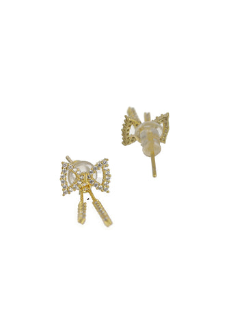 Sheer by Priyaasi Bow American Diamond Gold-Plated Sterling Silver Earrings