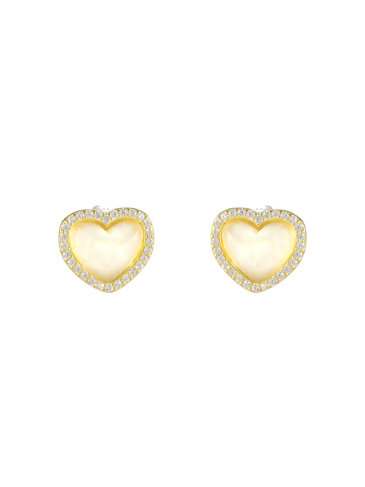 Sheer by Priyaasi Heart American Diamond Gold-Plated Sterling Silver Earrings
