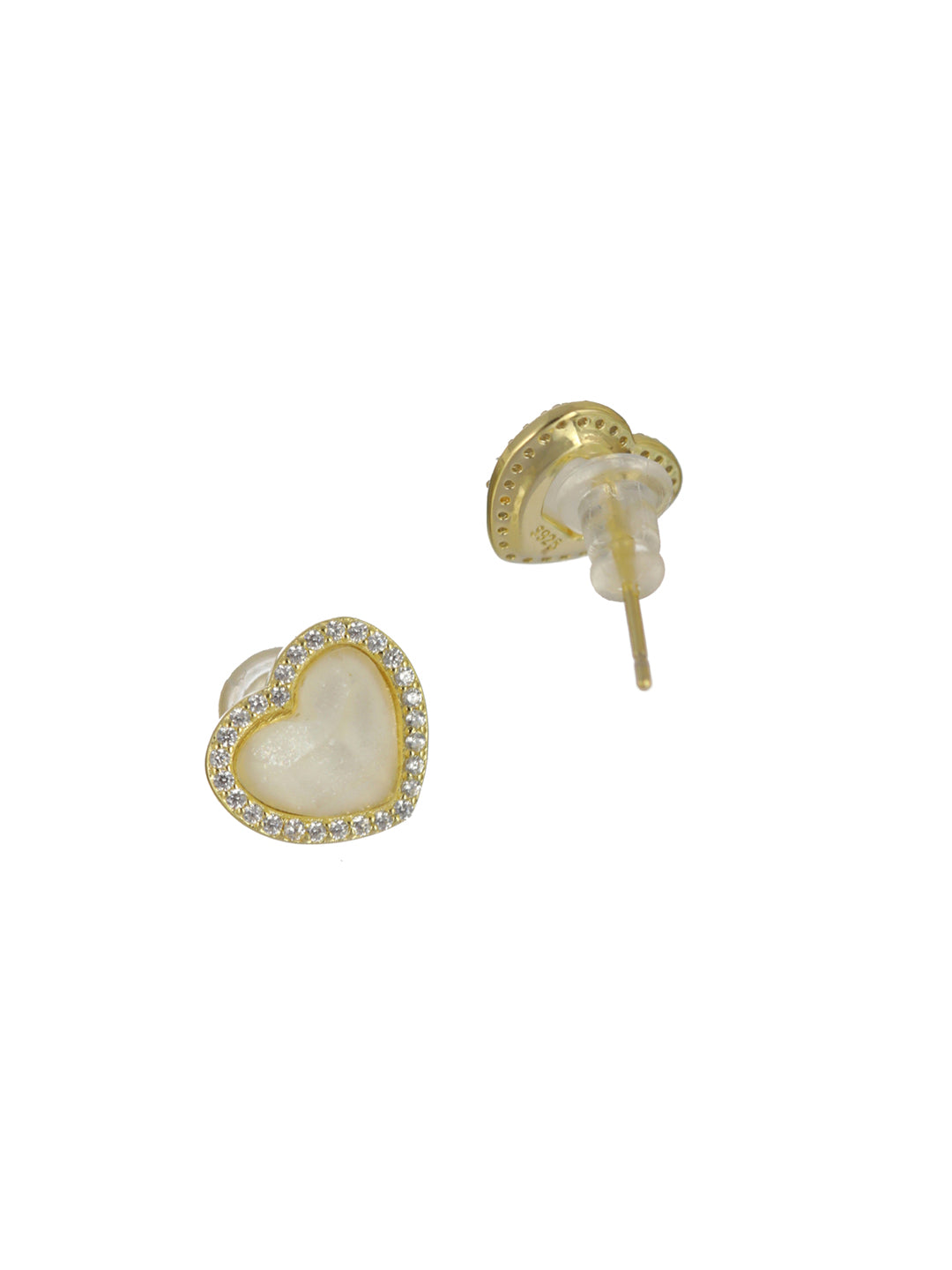 Sheer by Priyaasi Heart American Diamond Gold-Plated Sterling Silver Earrings