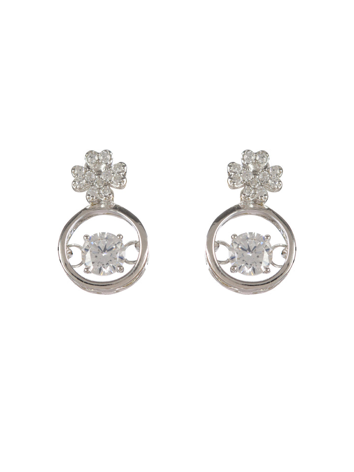 Sheer by Priyaasi Pretty Flower American Diamond Sterling Silver Earrings