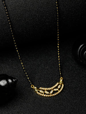 Gold Plated Crescent Shaped Sterling Silver Mangalsutra