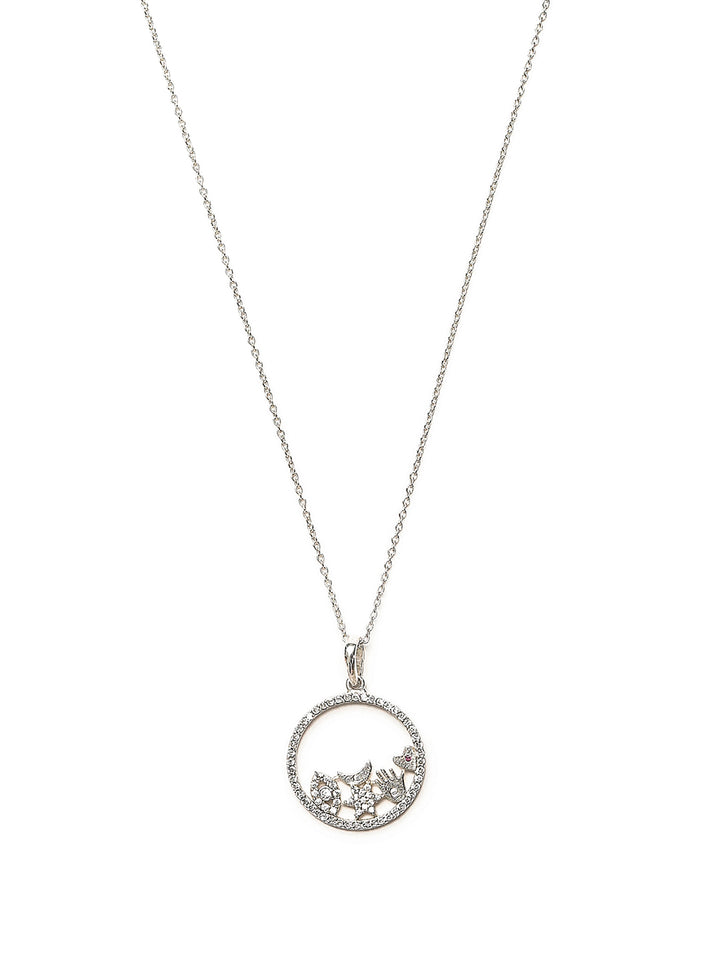 Sterling Silver Celestial Circle American Diamond Necklace