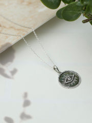 Sterling Silver American Diamond Evil Eye Necklace