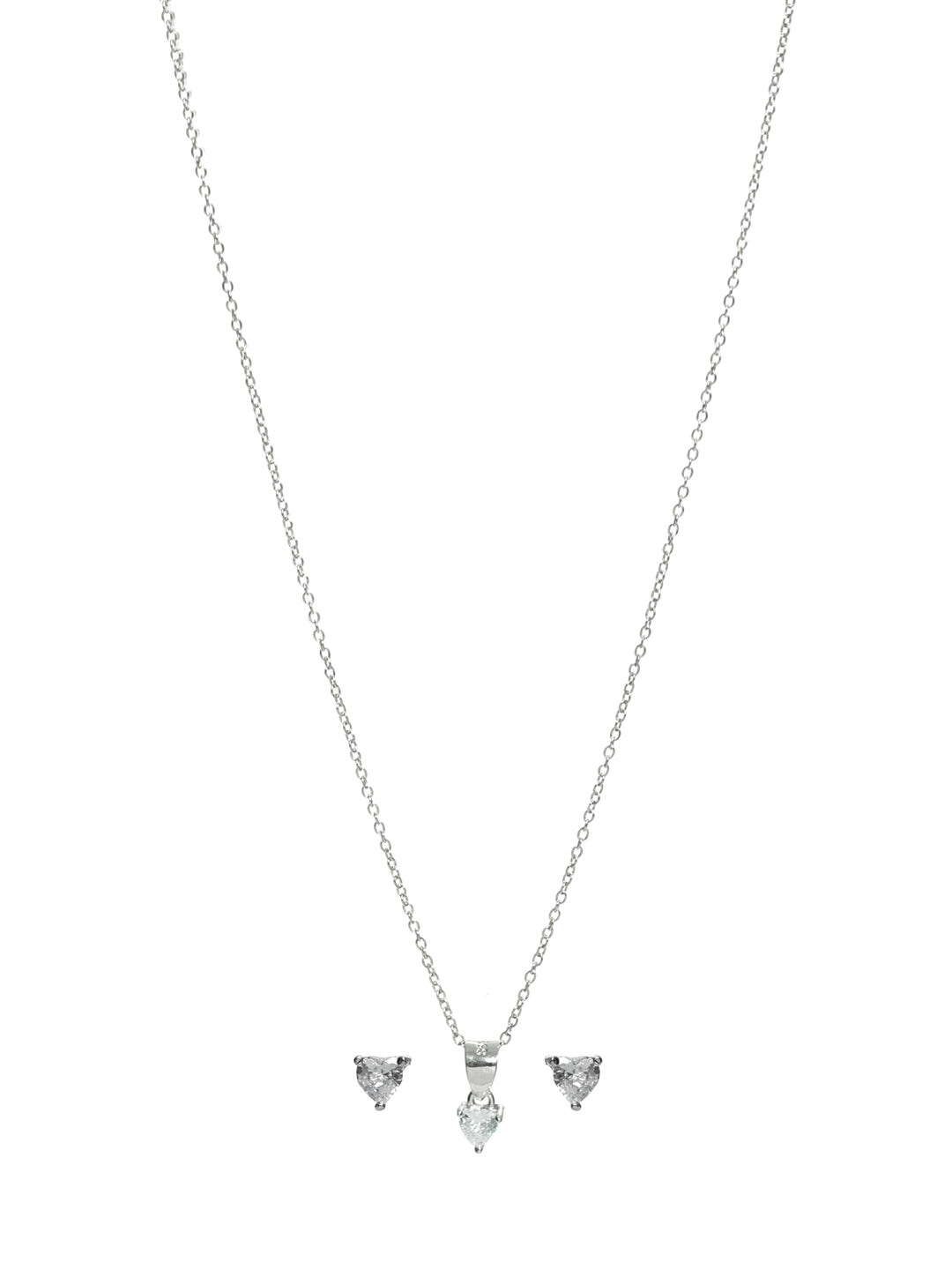 Minimal Silver Heart Solitaire Jewellery Set