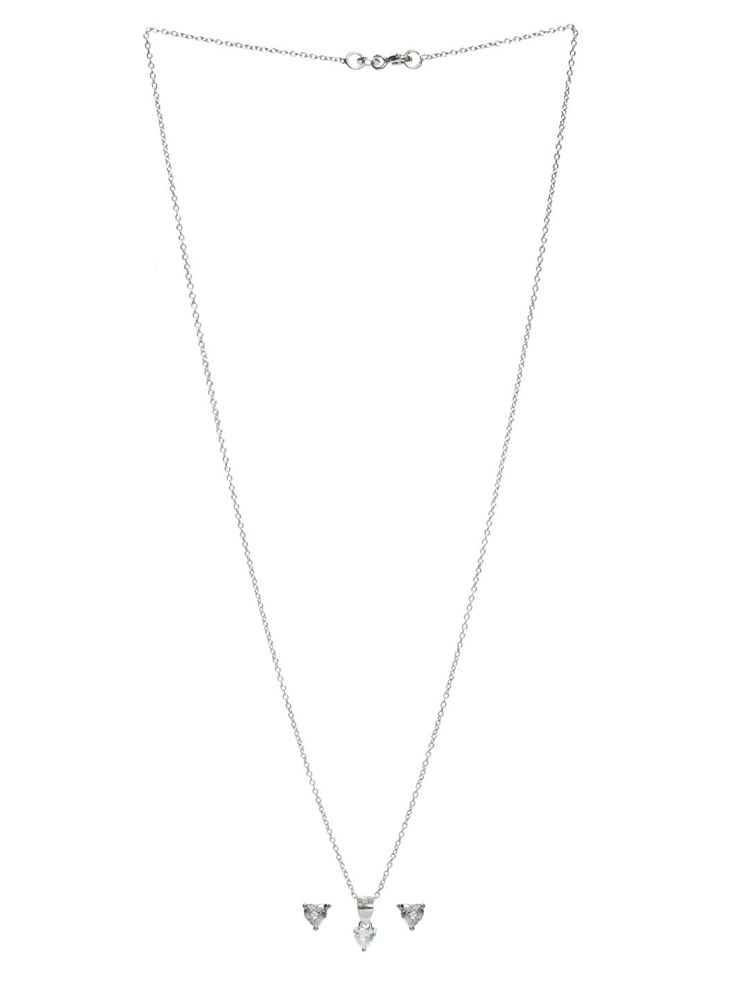 Minimal Silver Heart Solitaire Jewellery Set