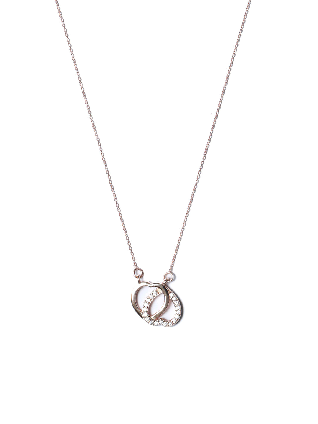 Rose Gold Interlocked Heart Sterling Silver Necklace