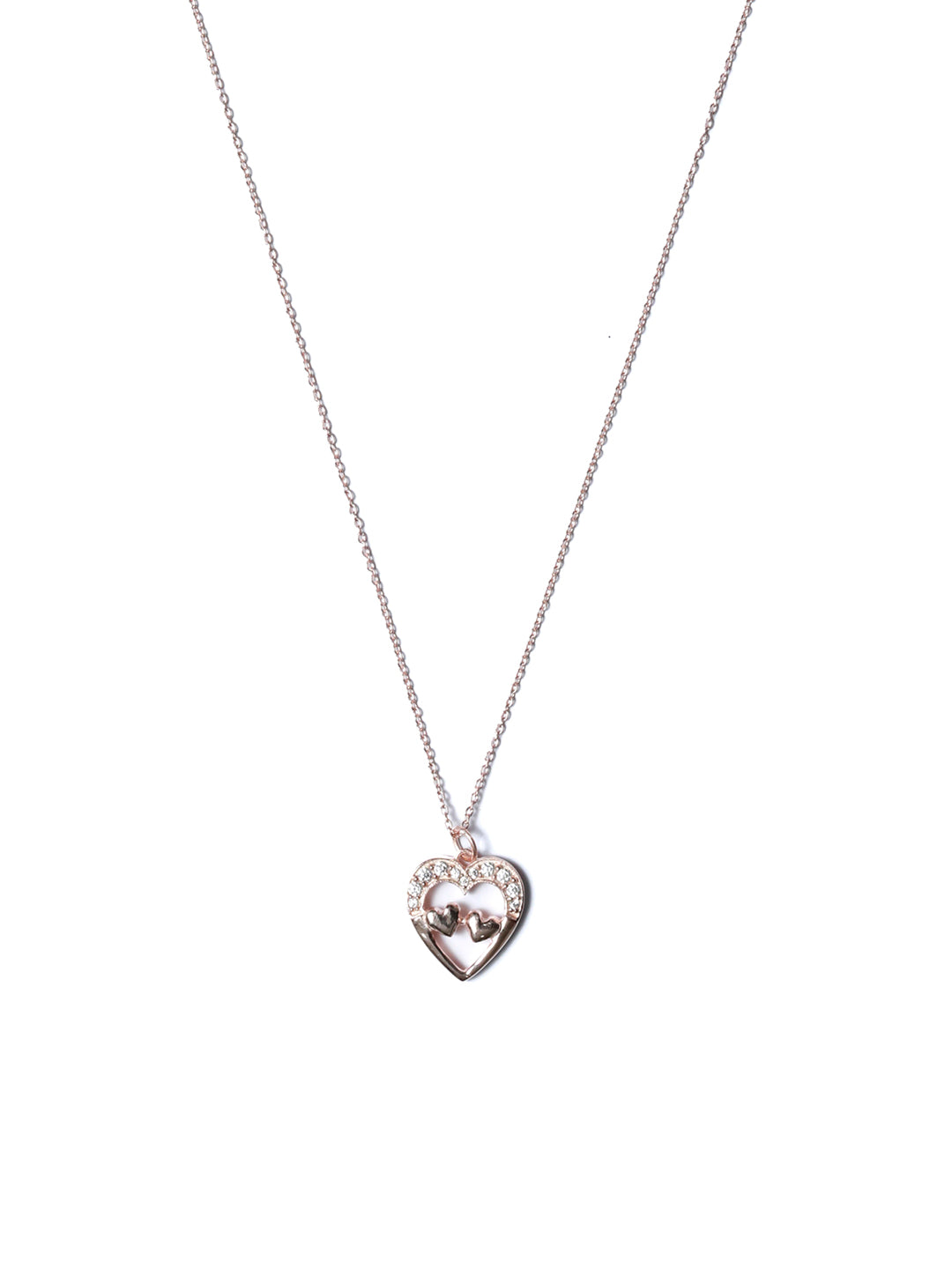 Hearts in Heart Rose Gold Sterling Silver Necklace