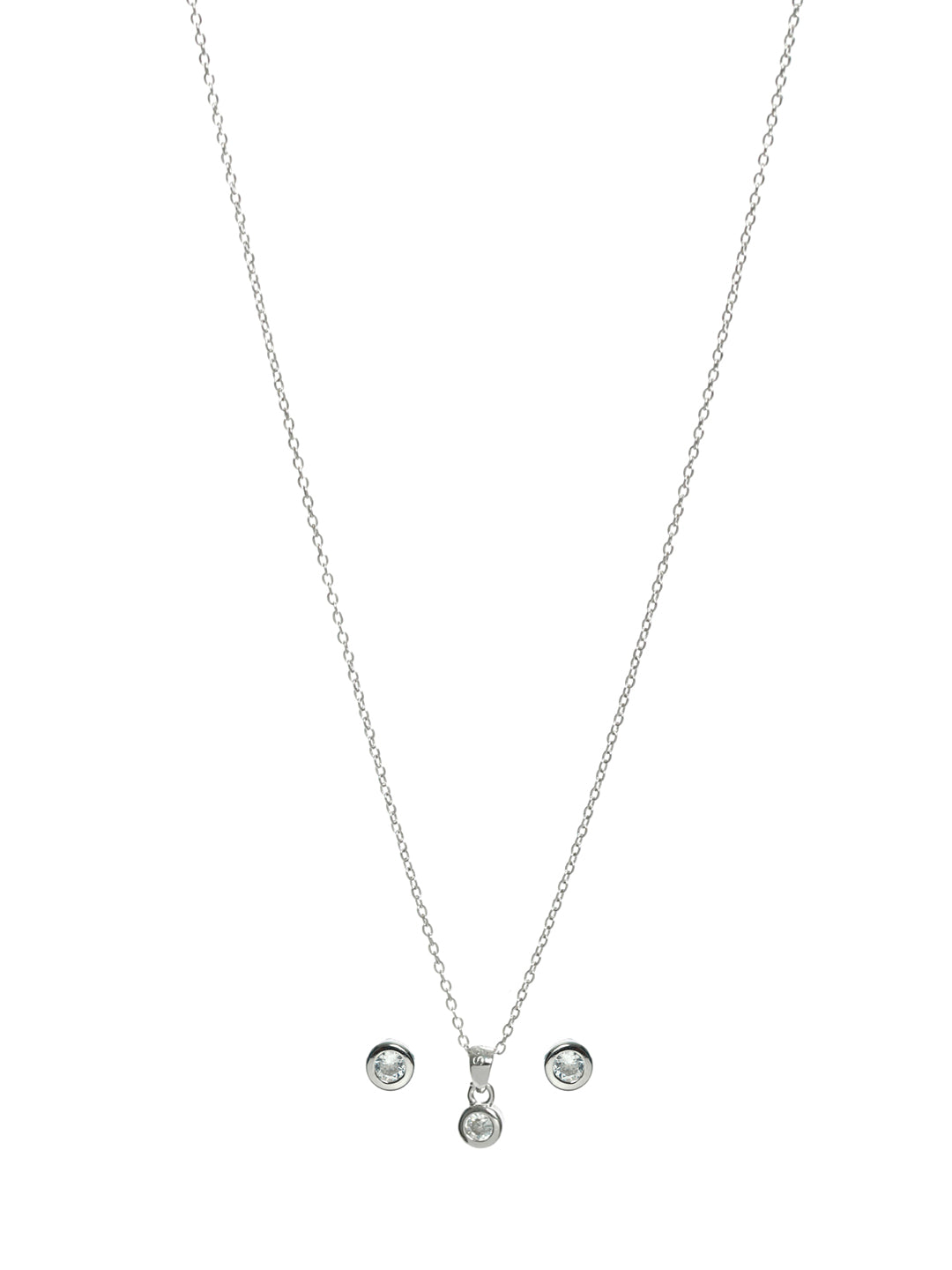 Silver Sphere Lining Solitaire Jewellery Set