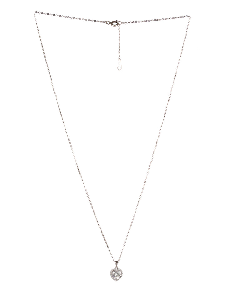 Sheer by Priyaasi Heart Solitaire Sterling Silver Necklace