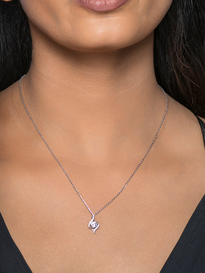 Sheer by Priyaasi Minimal Solitaire Sterling Silver Necklace