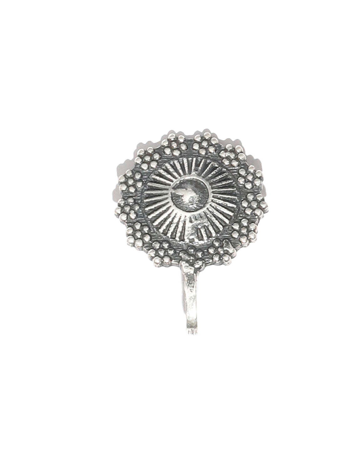 Floral Oxidised Silver Nose Pin