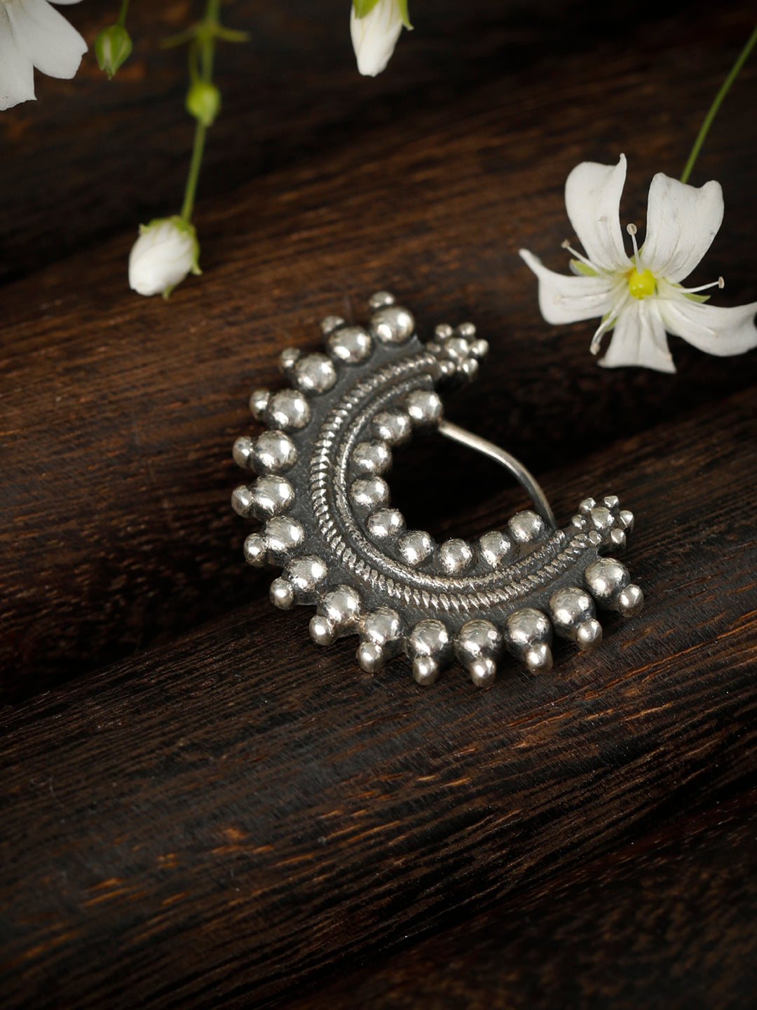 Maharashtrian Oxidised Silver Nath – Priyaasi