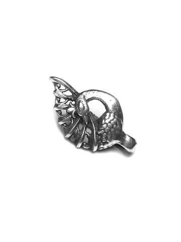 Oxidised Silver Peacock Nose Pin