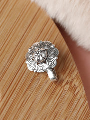 Oxidised Silver Stone Studded Floral Nose Pin