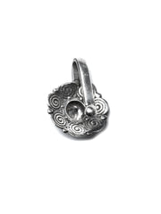 Oxidised Silver Stone Studded Floral Nose Pin