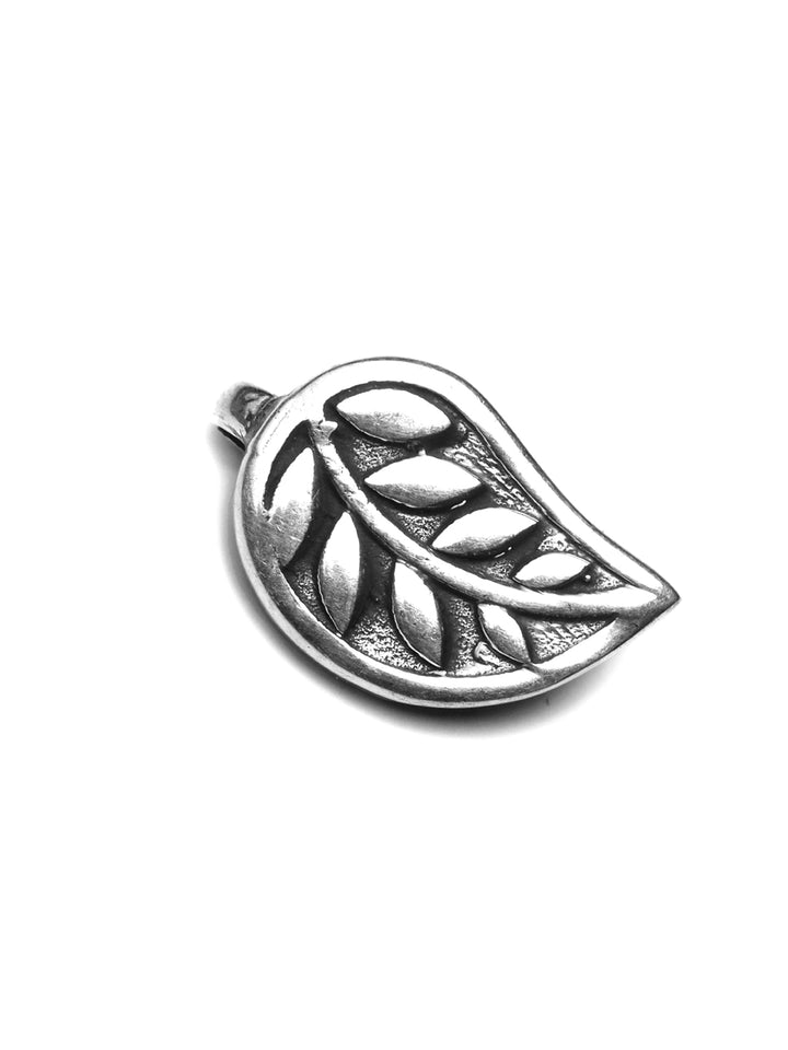 Oxidised Silver Large Leaf Nose Pin