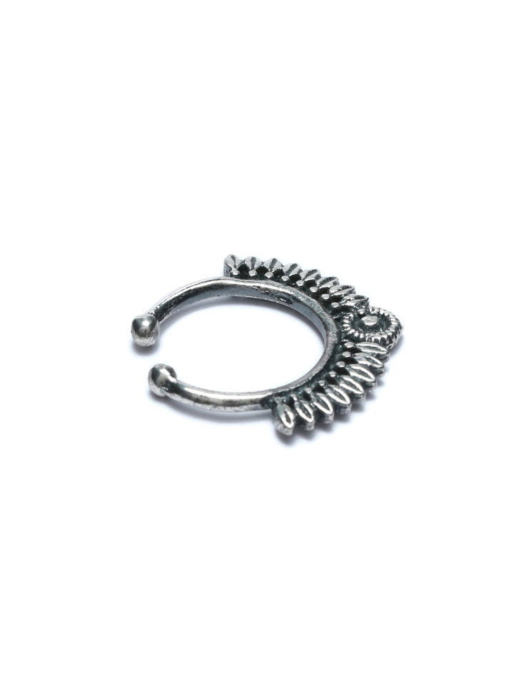 Oxidised Silver Tribal Floral Septum Nose Ring