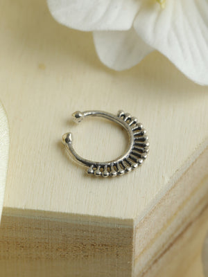 Oxidised Silver Spark Pattern Septum Nose Ring