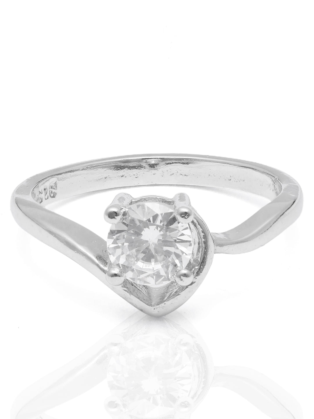 Solitaire Studded Sterling Silver Elegant Propose Ring