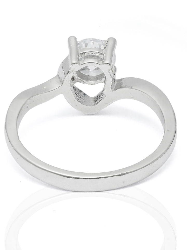 Solitaire Studded Sterling Silver Elegant Propose Ring