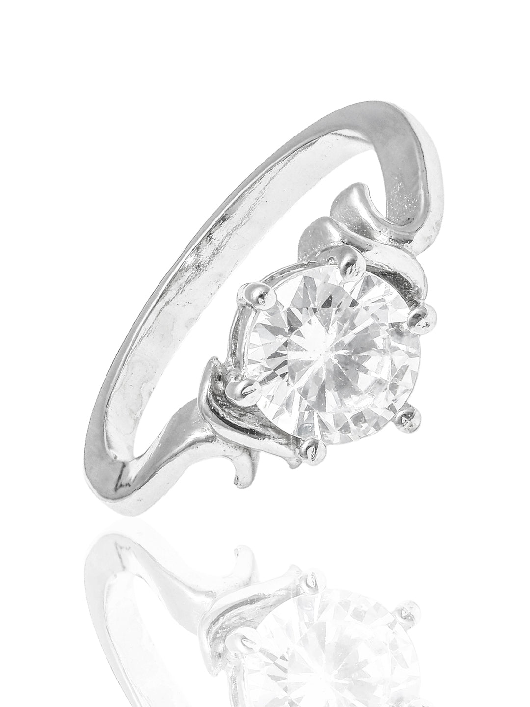 Sparkle & Swirl Solitaire Sterling Silver Ring