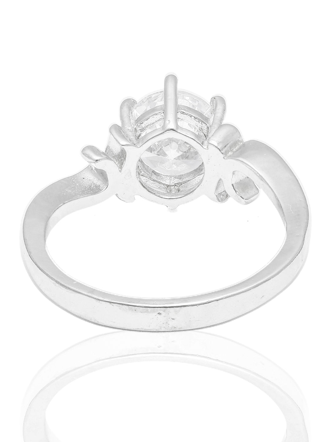 Sparkle & Swirl Solitaire Sterling Silver Ring
